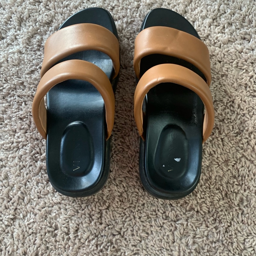 Vionic Modesto Slides Platform Sandals Tan Nappa … - image 8